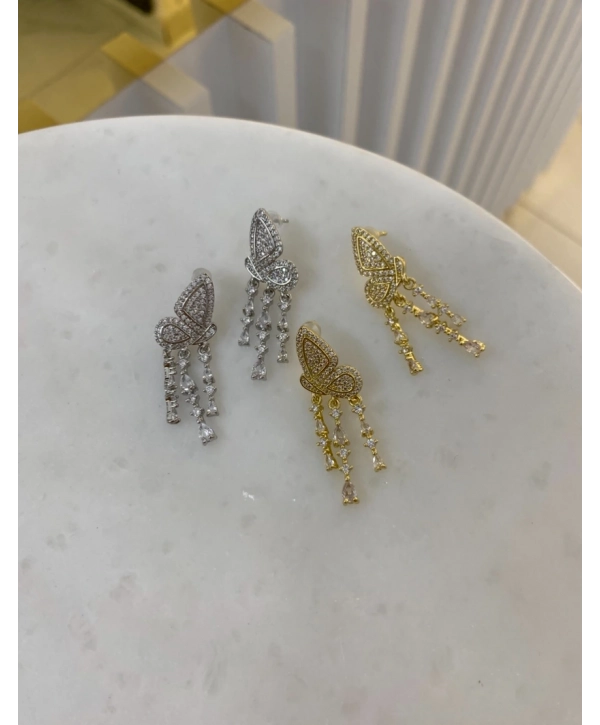 Özel Seri Zirkon Taş Kelebek Kanat Model Küpe