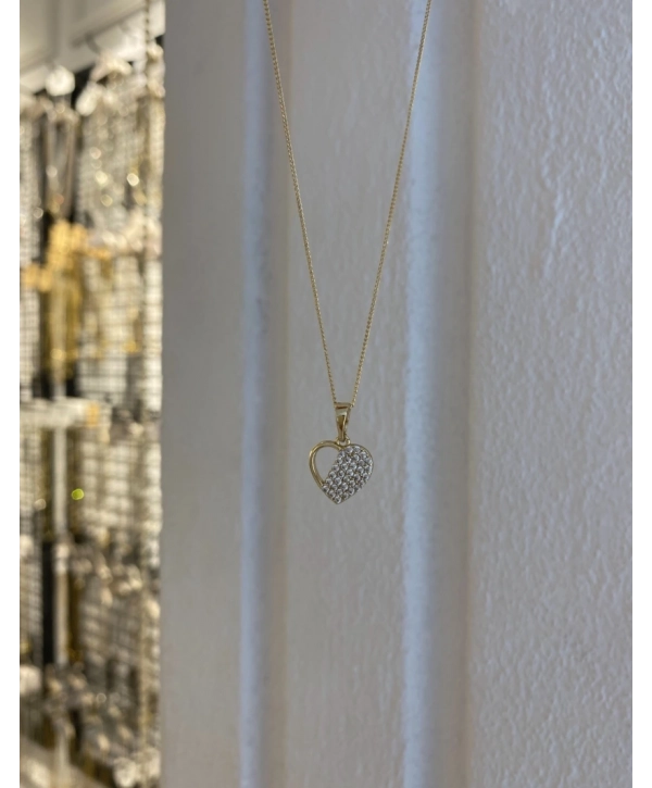 Özel Seri Zirkon Taş Yarı Boş Yarı Dolu Kalp Kolye