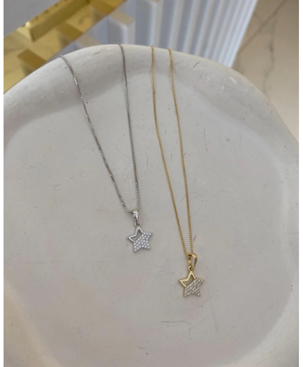 Özel Seri Zirkon Taş Yarı Boş Yarı Dolu Yıldız Kolye