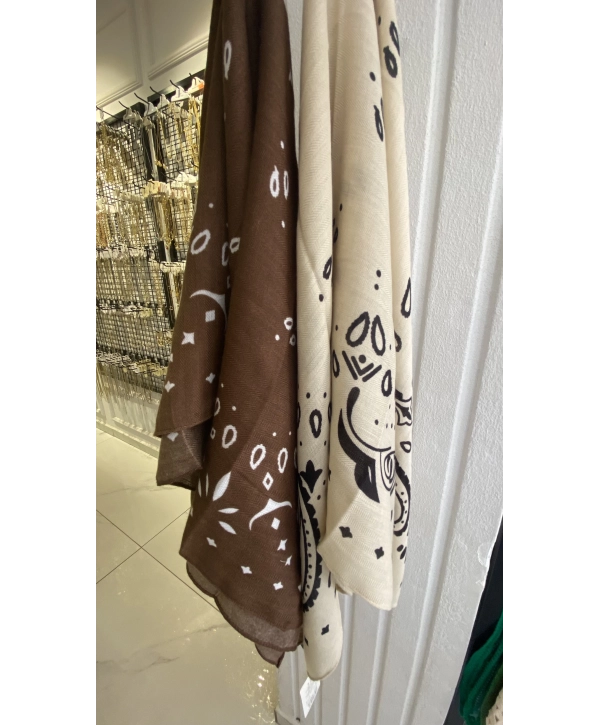 Şal Desen 90x90 Pamuklu Fular Şal