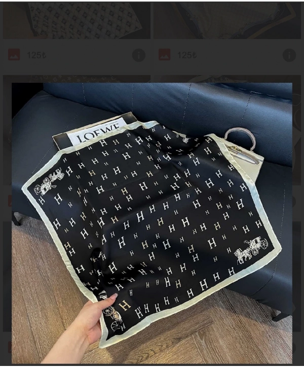 SiyaH- Beyaz H Desen 70*70 Fular