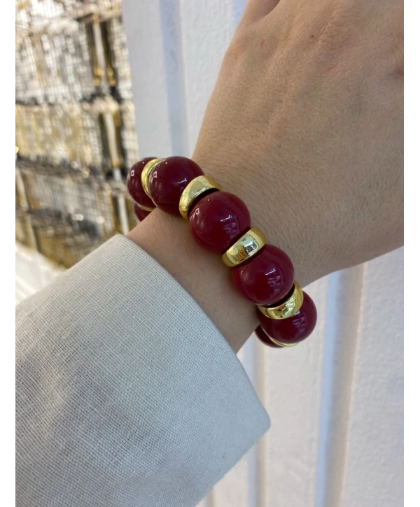 Tasarım Lastikli Gold Detay Boncuk Bileklik