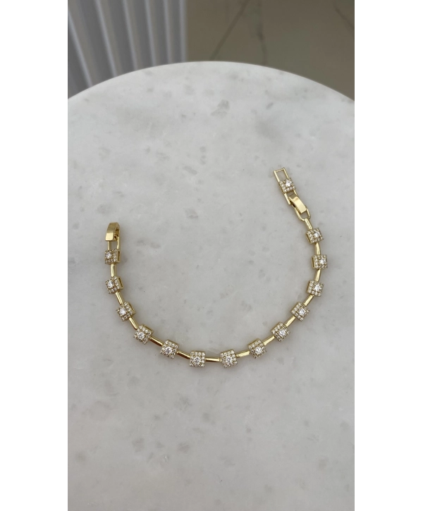 VIP CM Zirkon Taş Sıralı Kare Bileklik