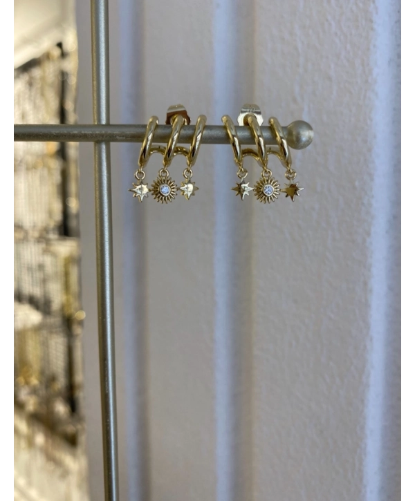 VİP Güneş Figür Sallantılı Tasarım Küpe