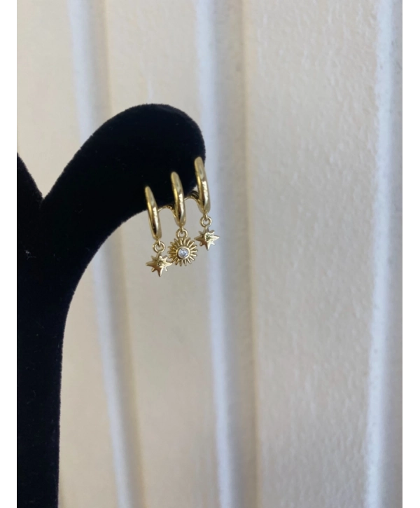 VİP Güneş Figür Sallantılı Tasarım Küpe