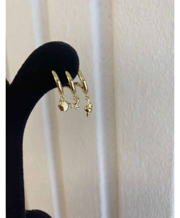 VİP Midye Figür Sallantılı Tasarım Küpe