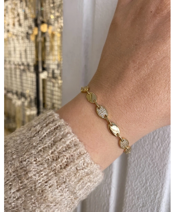 VIP Sıralı Oval Plaka Ve Oval Zirkon Taş Bileklik