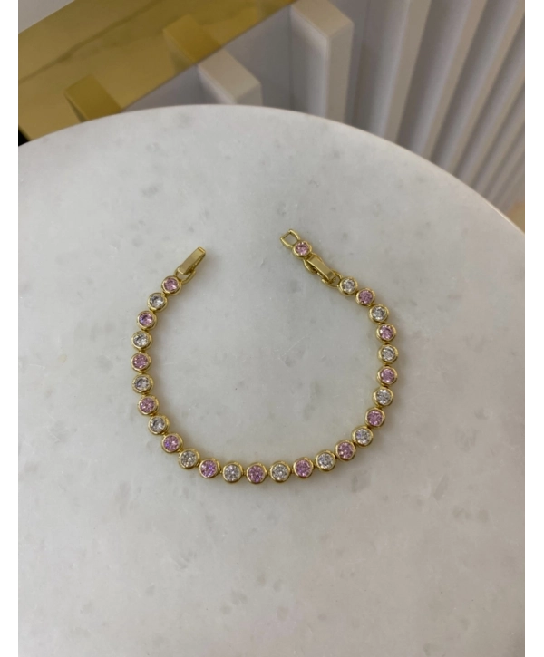 VIP Sıralı Renkli Daire Zirkon Taş Detay Bileklik
