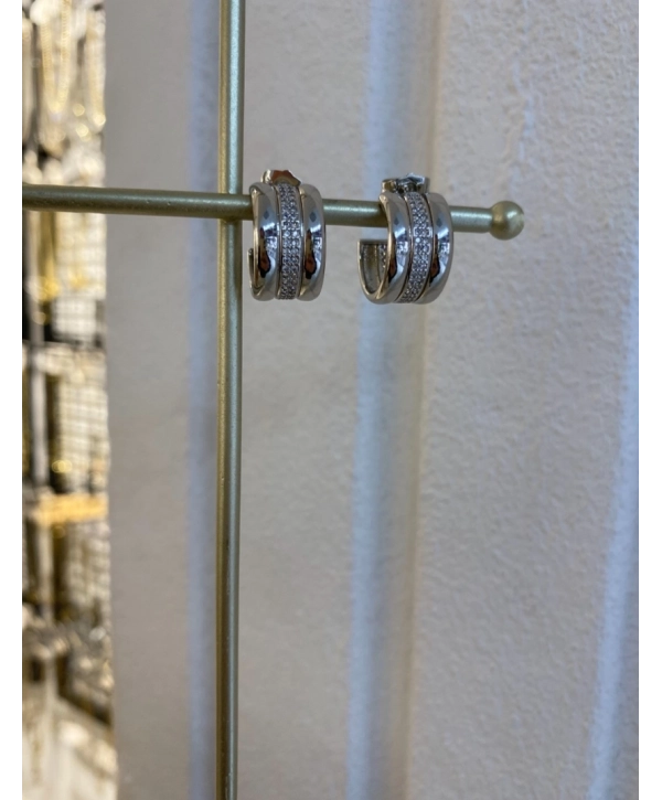 VIP Sıralı Üçlü Zirkon Taş Halka Küpe