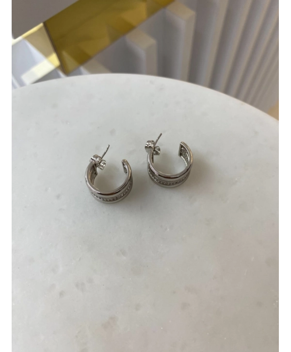 VIP Sıralı Üçlü Zirkon Taş Halka Küpe