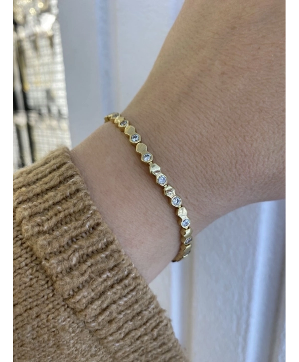 VIP Sıralı Zirkon Taş Ve Plaka Petek Model Bileklik