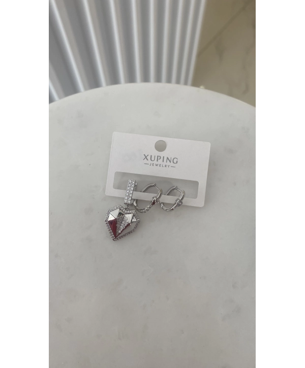 VIP XP Kalp Figür Üçlü Set Küpe