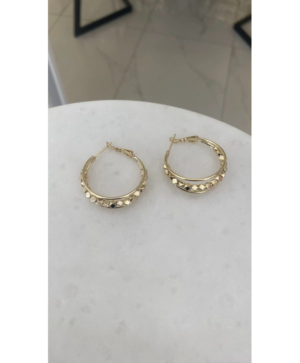 VIP XP Üç Sıra Sıralı Küp Detay Halka Küpe