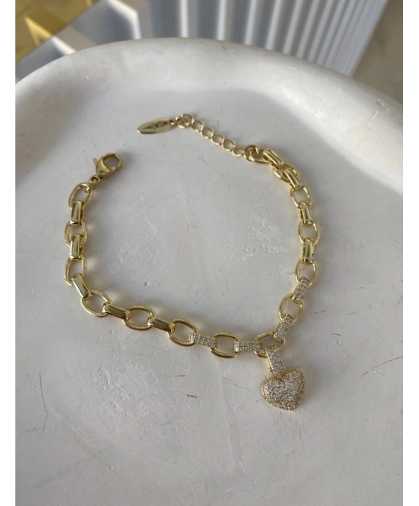 VIP Zirkon Taş Sallantılı Kalp Bileklik