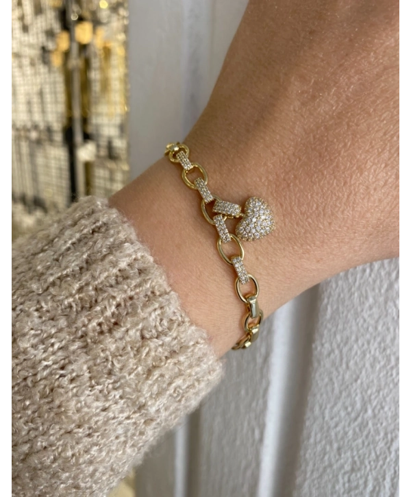 VIP Zirkon Taş Sallantılı Kalp Bileklik