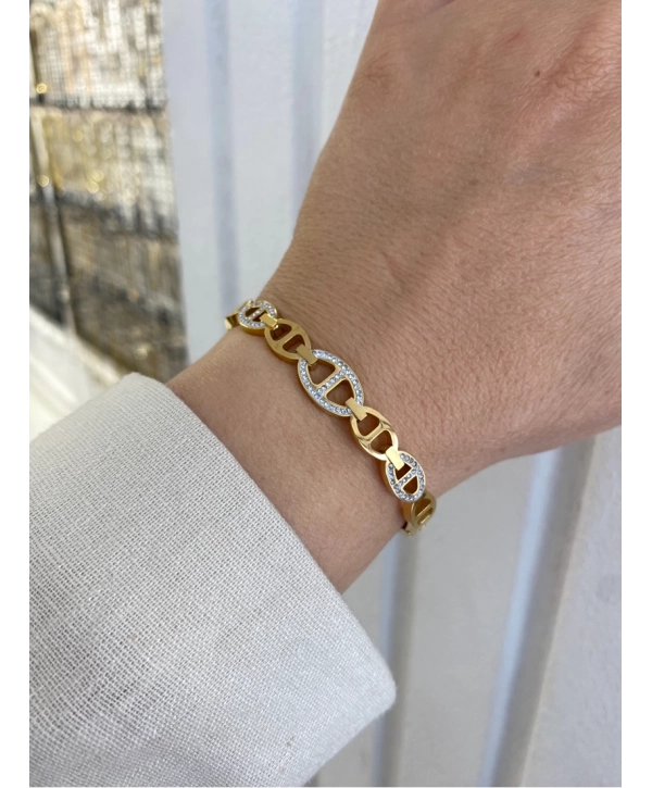 Çelik Zirkon Taş Düğme Model Kelepçe