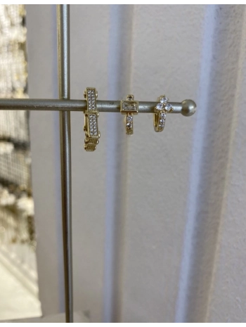 Özel Seri Zirkon Taş Üçlü Kare Küpe