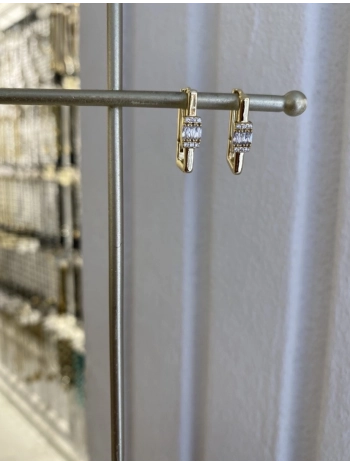 Özel Seri Baget Detay Dikdörtgen Küpe