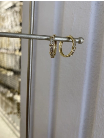 Özel Seri Sıralı Zirkon Taş Çarpı Detay Halka Küpe