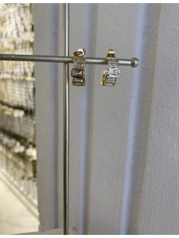 Özel Seri Sıralı Dikdörtgen Zirkon Taş C Küpe