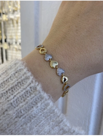 VIP Sıralı Zirkon Taş Boş Dolu Kalp Bileklik