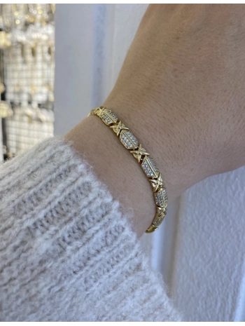 VIP Zirkon Taş Çarpı Detay Bileklik