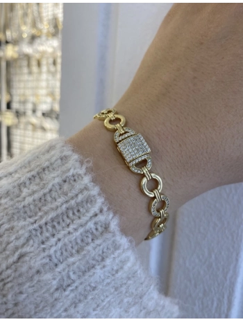 VIP Sıralı Zirkon Taş ve Sıralı Daire Plaka Bileklik