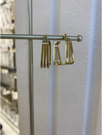 Çelik Üçlü Görünüm Kare Küpe