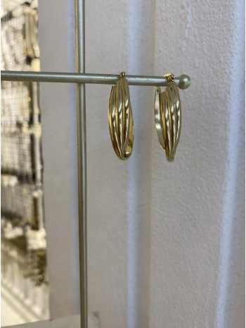 Çelik Plaka Üçlü Oval Küpe