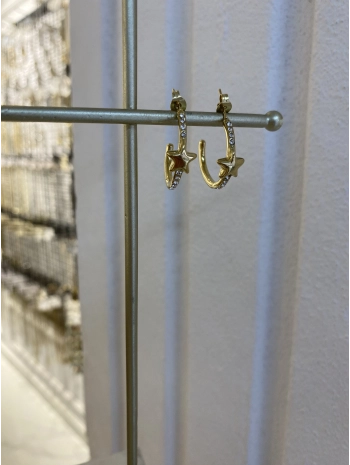 Çelik Yıldız Detay Yarım Halka Küpe