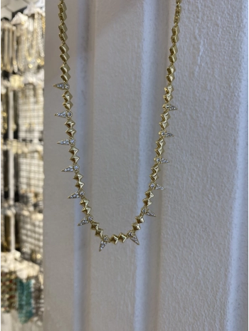 Vip Zirkon Taşlı Çivi Detay Sıralı Küp Plaka Kolye