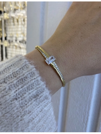 Vip Dikdörtgen Zirkon Taş Kelepçe