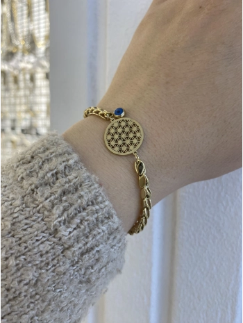 Çelik Yaşam Çiçeği Detay Arpa Bileklik