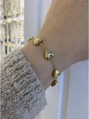 Çelik Sıralı Bombeli Kalp Bileklik