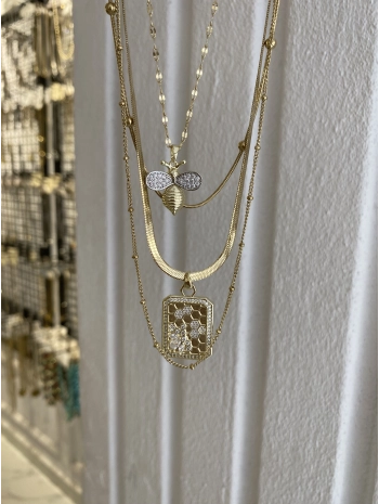 Çelik Arı Detay Dörtlü Set Kolye