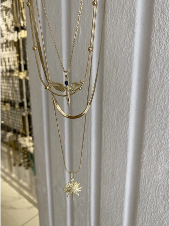 Çelik Anka Kuş Detay Dörtlü Set Kolye