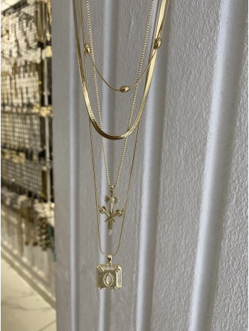 Çelik Kılıç Motif Dörtlü Set Kolye