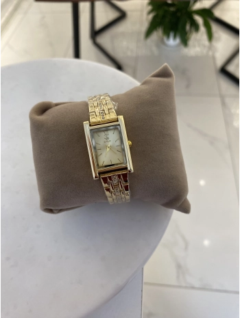 Dikdörtgen Kasa Kordon Zirkon Taş Detay Bijuteri Saat