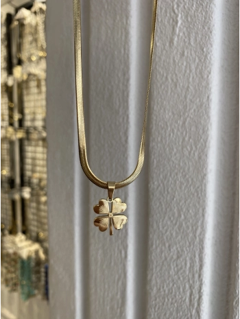 Çelik İtalyan Zincir Üzeri Yonca Kolye