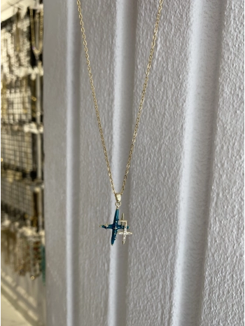 Çelik Yeşil Mineli Kuzey Yıldızı Kolye