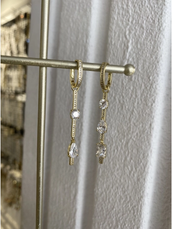 VIP Sallantılı Sıralı Geometrik Zirkon Taş Küpe