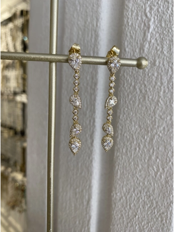 VIP Sallantılı Sıralı Zirkon Taş Damla Küpe