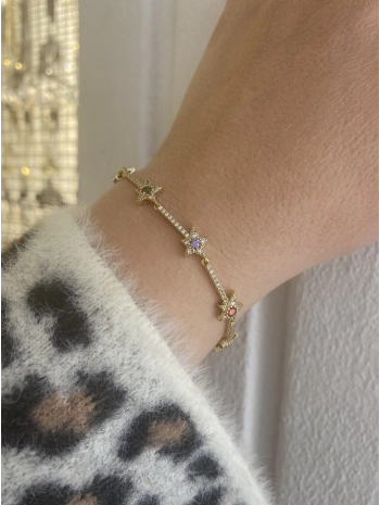 VIP Sıralı Renkli Zirkon Taş Detay Yıldız Bileklik