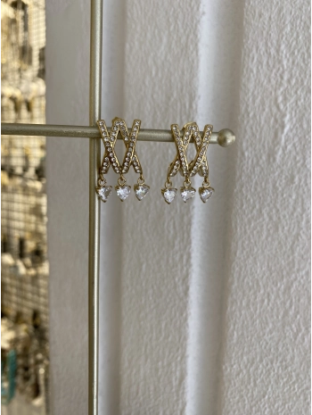 Çelik Zirkon Taş Çarpı Model Küpe