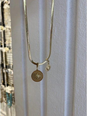 Çelik İtalyan Zincir Üzeri Güneş Ve Yıldız Figür Kolye