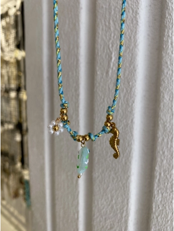 Çelik Yeşil İp Üzeri Balık Detay Halhal