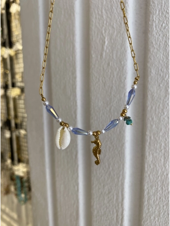 Çelik Deniz Atı ve Mavi Boncuk Detay Halhal