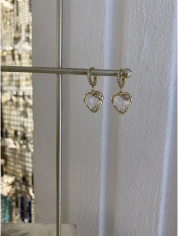 Çelik Zirkon Taş Sallantılı Kalp Küpe