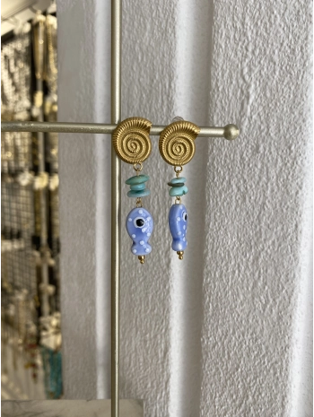 Çelik Deniz Kabuğu ve Sallantılı Balık Küpe