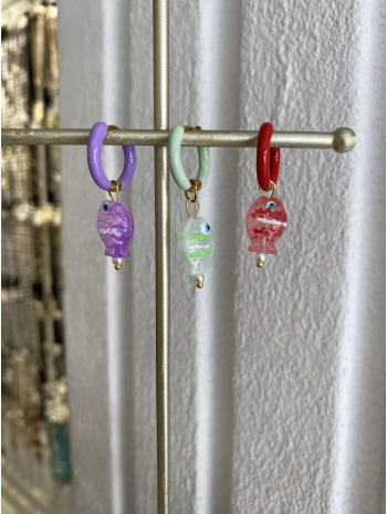 Çelik Renkli Balık Figür Küpe